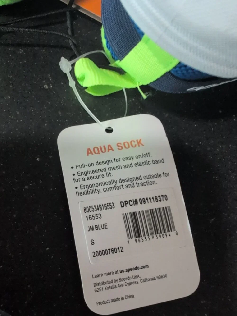 NWT Speedo Junior Boys Small (13/1) Aqua Sock Water Shoe BLUE Rubber Sole - Picture 5 of 5